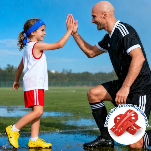 Soccer Shin Guards - Breathable Protective Gear for Youth | Red and Black / Small