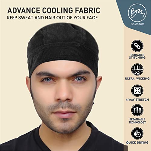 Cooling Beanie 3-Pack - Sweat Wicking Do Rag Head Scarves - Black, Blue, Beige