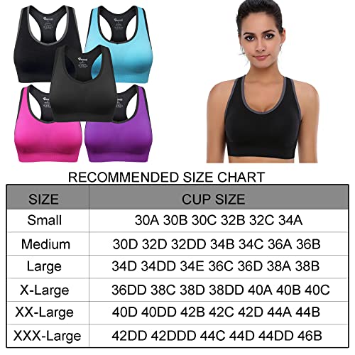 BAOMOSI Women's Seamless High-Impact Racerback Sports Bra X-Large Black