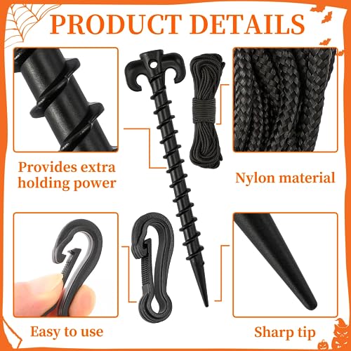 27 Pieces Black Plastic Inflatable Stakes Set for Yard