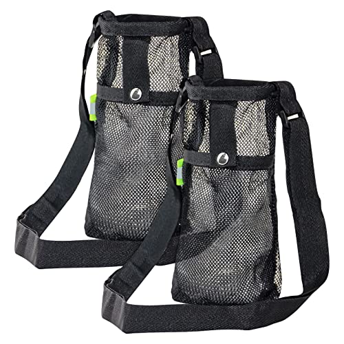 Water Bottle Carrier Bag - 2PCS with Strap and Pocket - Small Black
