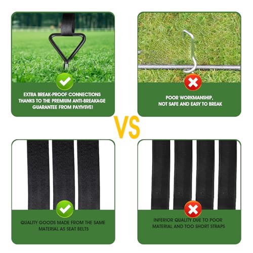 Trampoline Ground Anchors with Strong Straps - Black, 4 Pack