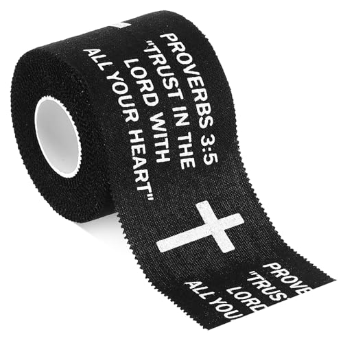 Athletic Wrist Tape - Cotton Sports Wrap for Injury Support - Proverbs 3:5, Black