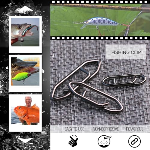 Stainless Steel Fishing Snaps Swivel Clips - Black, Size 000 (37lb), 50 pcs