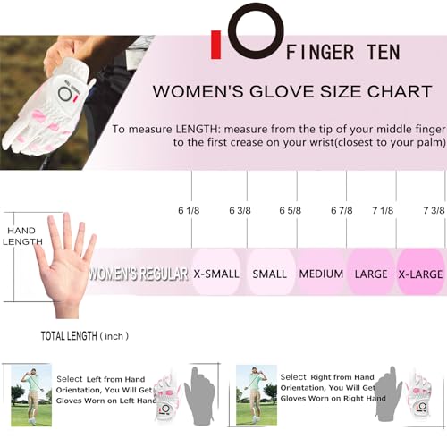Golf Gloves for Women - Extra Grip, Breathable Fit, Left Hand - Pink, Medium