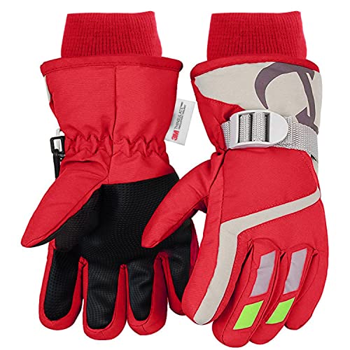 Kids Winter Waterproof Gloves - Red, Size 4-6 T
