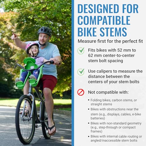 Front Mounted Child Bike Seat - Green with 3-Point Harness