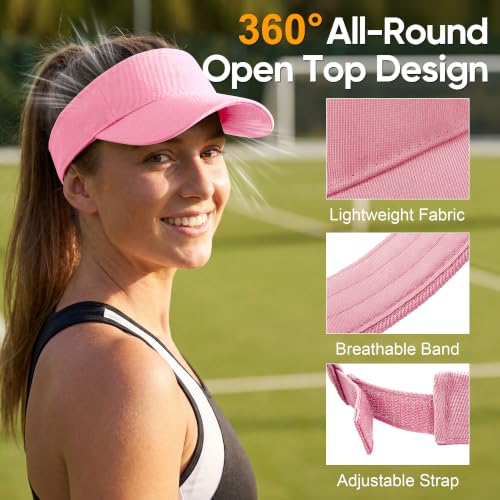 Adjustable Sports Sun Visor Hat for Outdoor Activities - Pink