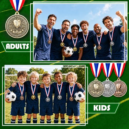 6pcs Award Medals Set - 1st 2nd 3rd Place Competition Medals for Sports & Events