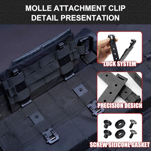 4 Pack Molle Attachment Clips with Mounting Hardware - Black