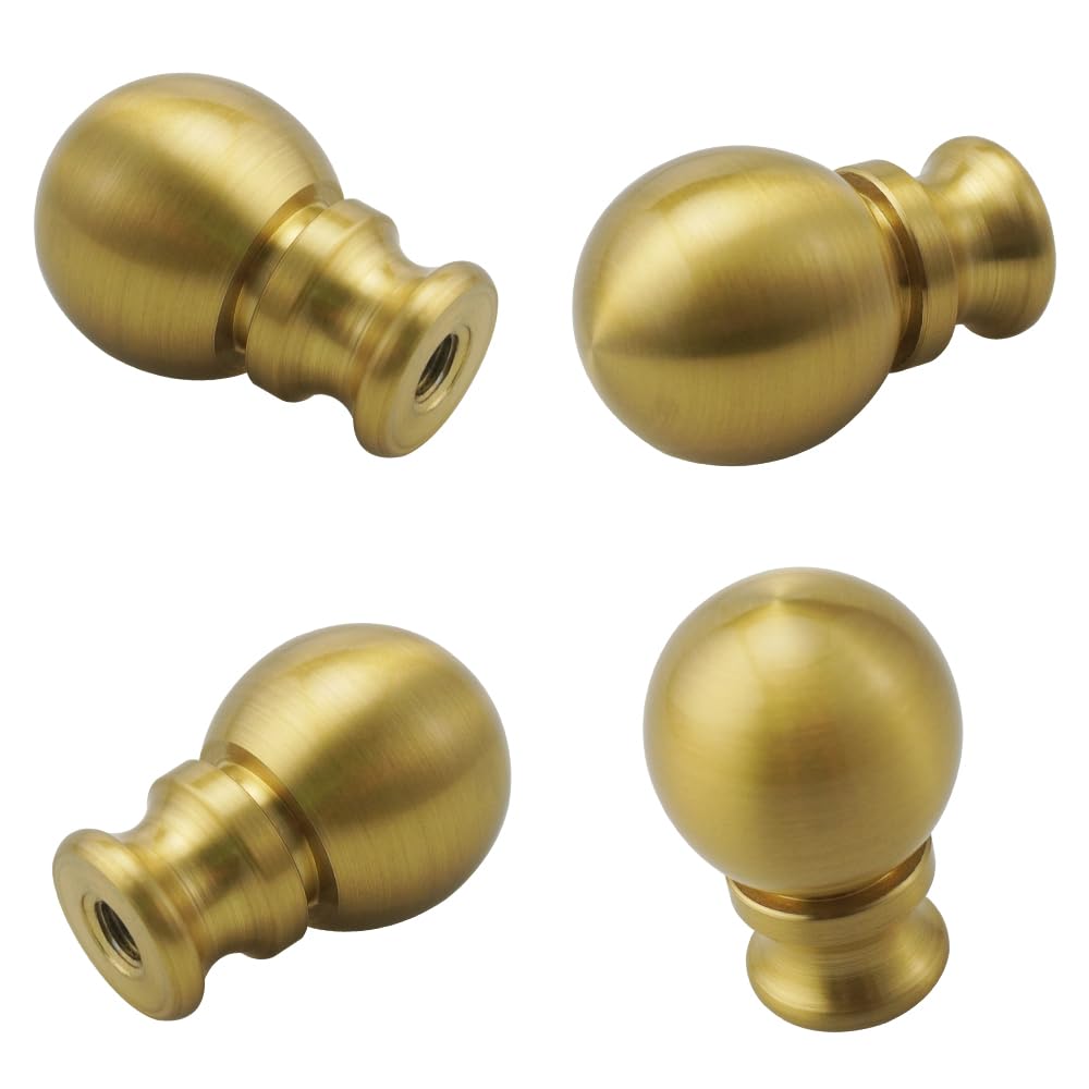 Asjeumt 2 Pieces Lamp Finials, Antique Brass Finial for Lamps, Lamp Shade Nut Screw Cap, Metal Knob Topper Finial, for Decorative Replacement DIY Table or Floor Light Lampshade Holder Harp Adapter