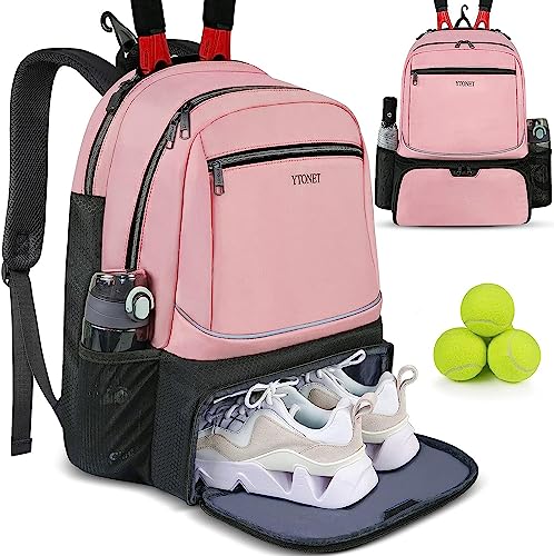 Ytonet Large Pink Tennis Backpack for 2 Rackets – Insulated Cooler Pocket