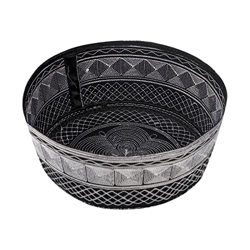 Muslim Prayer Kufi Hat - One Size White with Chain Embroidery