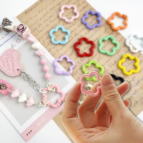 11Pcs Colorful Flower-Shaped Aluminum Alloy Carabiner Clips for DIY Crafts
