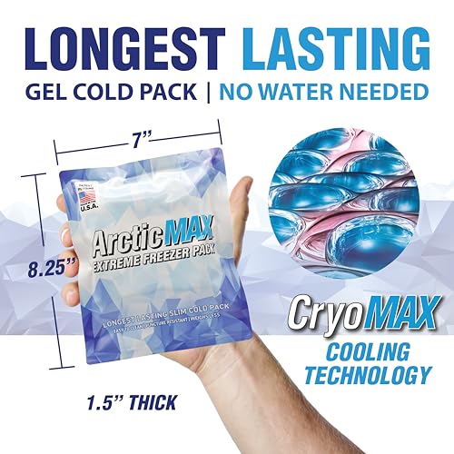 ARCTICMAX Small Long-Lasting Slim Cooler Ice Pack - Reusable & Puncture-Resistant