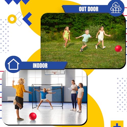 8.5-Inch Red Playground Ball with Hand Pump for Kickball & Dodgeball