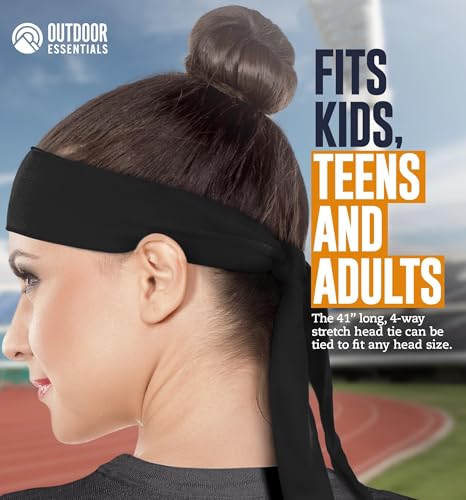 Sweat-Wicking Tie Headband for Running - 2 Pack Black