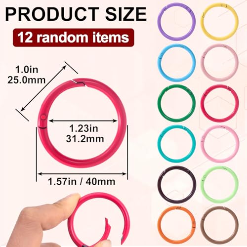 Round Spring O Rings - 12 Random Color Clips, 40mm