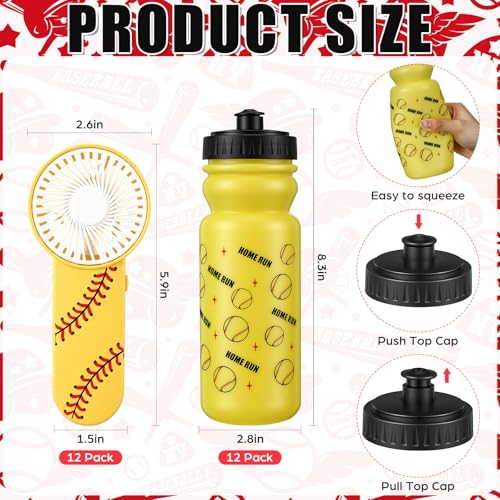 VIHOSE 24-Pack 20 oz Softball Water Bottle and Handheld Fan Gift Set