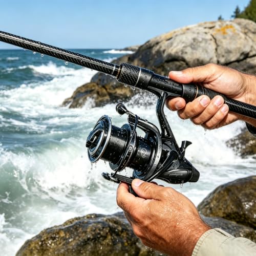 SAMOLLA Heavy Duty Saltwater Spinning Reel 55LB Max Drag 6+1 Bearings, CNC Metal Body, High Speed Gear Ratio 4.1:1, 8000-12000 Series