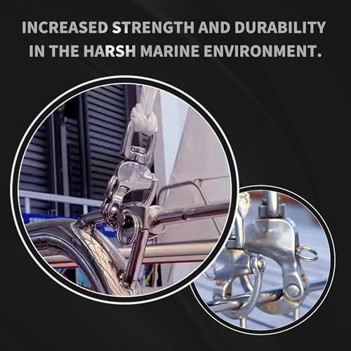 Laorde 2-3/4 Inch 316 Stainless Steel Swivel Eye Snap Shackle, Quick Release Marine Rigging (2 Pack)
