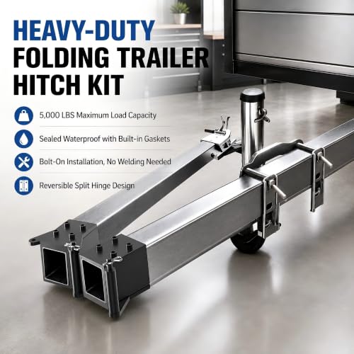 Heavy Duty Folding Trailer Tongue Kit - 5000 LBS, Black
