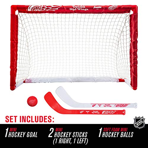 NHL Mini Hockey Set - Kids Indoor Knee Hockey Goal & Sticks - Detroit Red Wings
