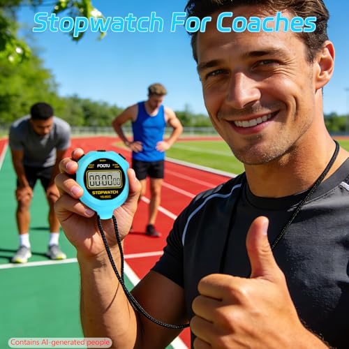 Digital Simple Stopwatch Timer - Silent, Clear Display, Blue