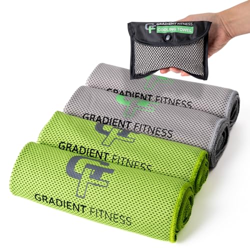 Cooling Towels for Sports & Gym - 4 Pack Breathable Sweat Towels - Green & Grey