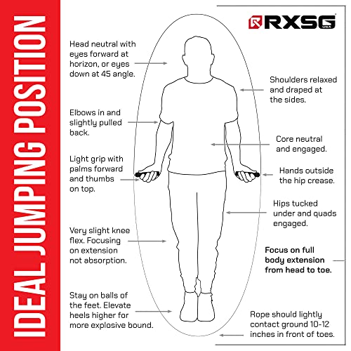 Rx Smart Gear Drag Jump Rope w/ Non-Slip Ergonomic Handle - Black M, Weighted Polypropylene Rope