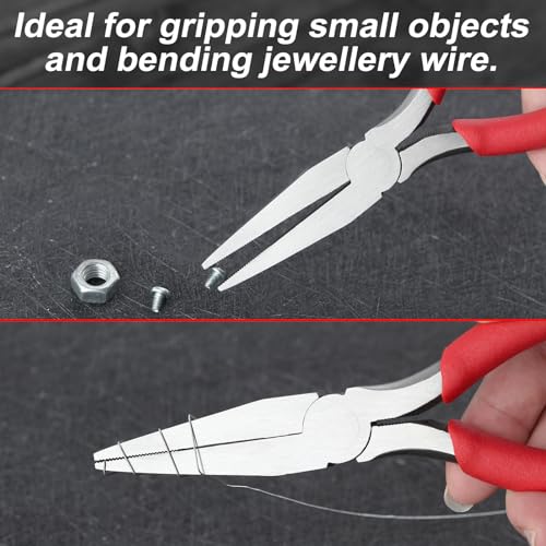6 Inch Flat Nose Pliers with Serrated Jaw Precision Duck Bill Fine Pliers Multipurpose for Maintenance and Jewelry Making