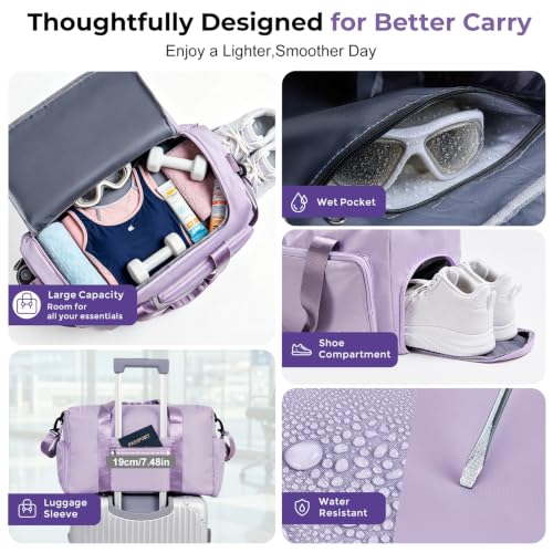 Women's Gym Duffle Bag with Shoes Compartment - 30L Capacity