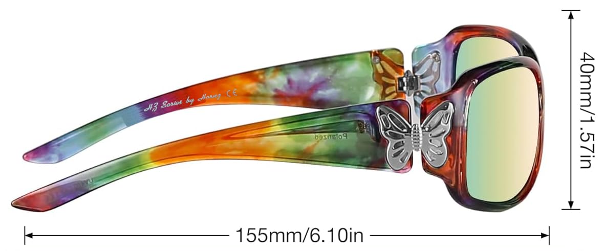 Hornz Polarized Sunglasses for Women - Premium Trendy Butterfly Sunglasses - HZ Series Mariposa Designer Fashion Sunglasses
