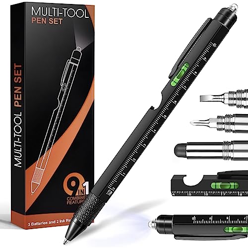 9 in 1 Multitool Pen - Black Stocking Stuffer for Men