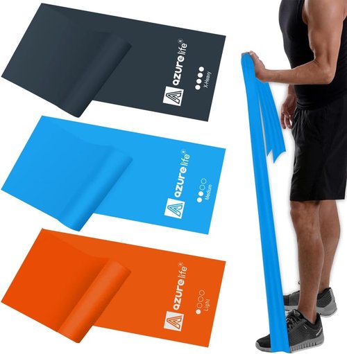 Azurelife Resistance Bands - Professional Non-Latex Elastic Stretch Bands for Yoga, Pilates & Rehab | Home & Gym Workouts