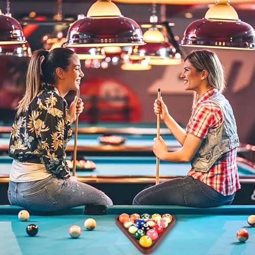 Solid Pinewood Pool Ball Rack - Burgundy Triangle Rack for 2-1/4" Balls