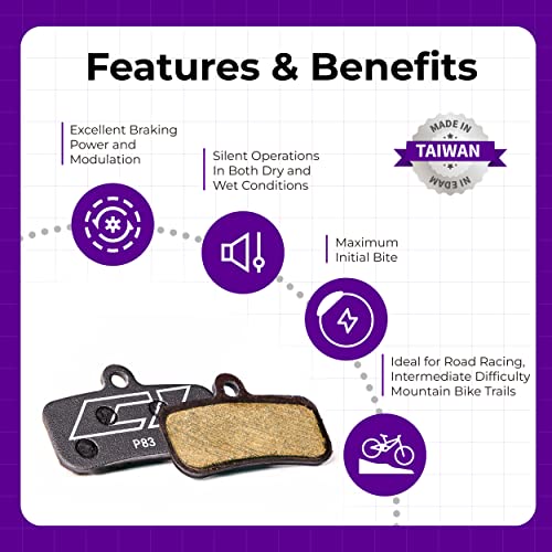 Cycle1st Semi-Metallic Bike Disc Brake Pads for Shimano Tektro TRP 2 Pairs Black