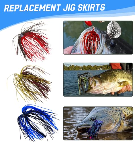 Spinnerbait Skirts - 50 Strands Silicone Jig Skirts, 6 Colors