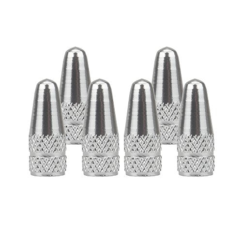 Aluminum Presta Bicycle Tire Valve Caps - 6pcs Set, Silver