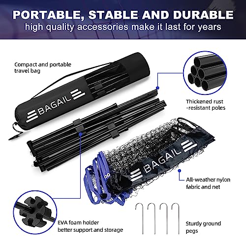 Height Adjustable Badminton Net - 10ft Blue/Black - Foldable Nylon