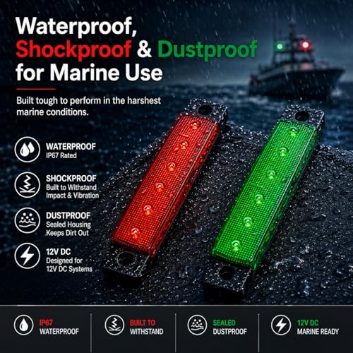 Boat Navigation Lights - 2PCS LED Red & Green Bow Lights for 12V Marine Use