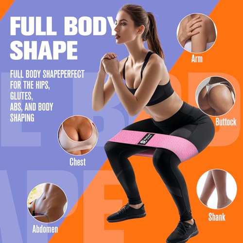 Non-Slip Fabric Booty & Resistance Bands - 3 Levels, Green, Pink, Purple