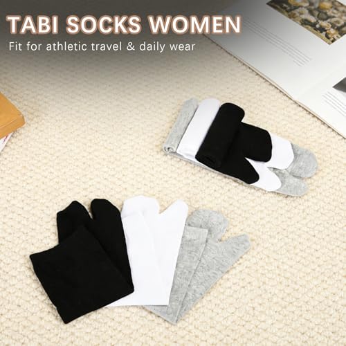 Unisex Tabi Split-Toe Flip Flop Socks - Black, 4 Pairs