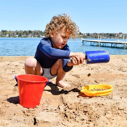 Kids Large Sand Toy Set with Pail, Sieve & Scoops - Heavy Duty Beach Toys for Ages 2.5+