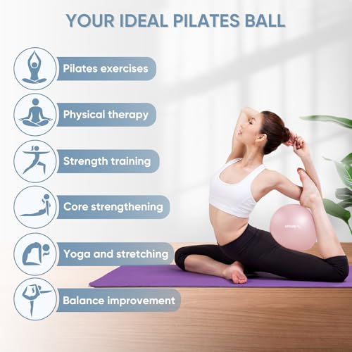 9 Inch Pilates Ball - Soft Pink Exercise Ball for Yoga, Fitness, Core Workout