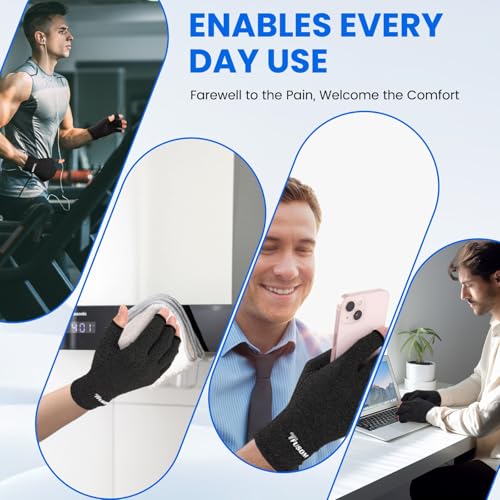 Compression Gloves for Arthritis Relief - Fingerless, Medium, Black