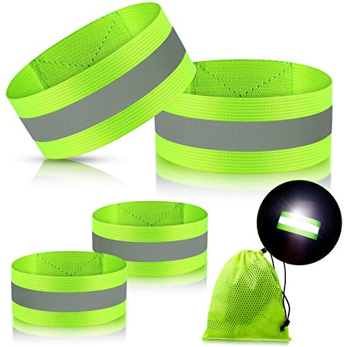 Reflective Running Gear Set - 4 Pcs Adjustable Wristbands