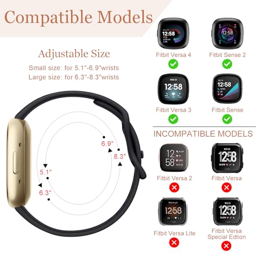 Floral Sport Band for Fitbit Versa 3/4 & Sense 2 - Black, Small