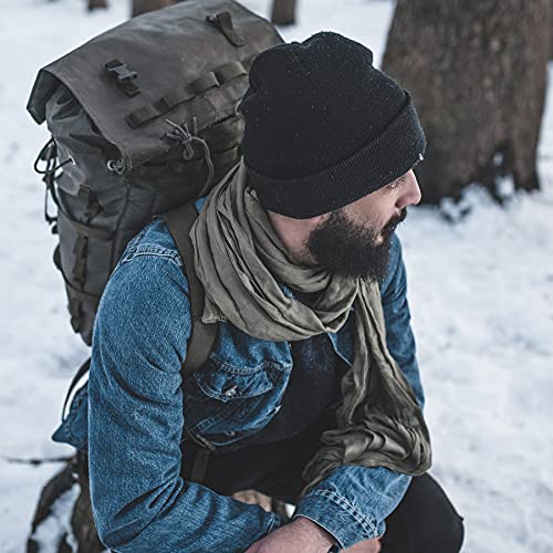 Knit Cuffed Beanie for Men & Women - Black, One Size
