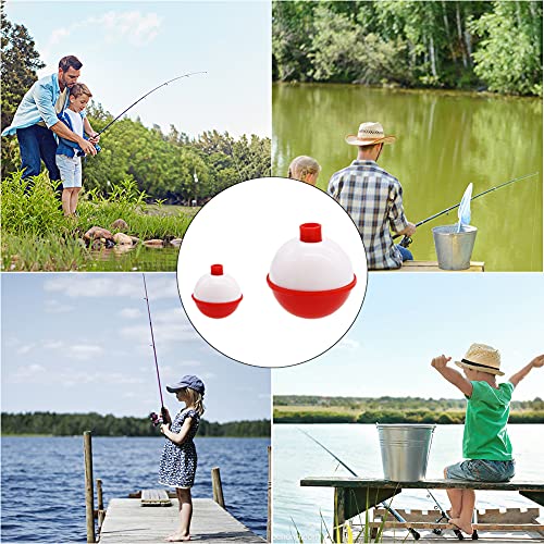 60 PCS Fishing Floats,Hard ABS Bobber Bulk,Push Button Round Buoy